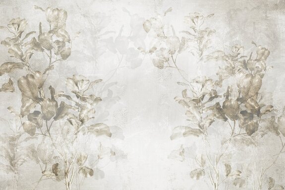 Feuilles botaniques sur fond gris