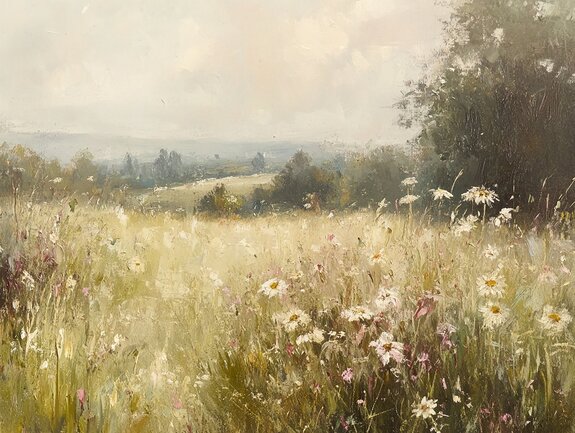 Clairière peinte avec des fleurs