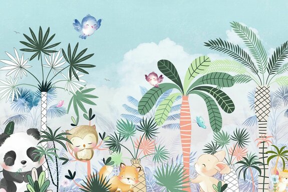 Paysage de la jungle avec des animaux pour enfants