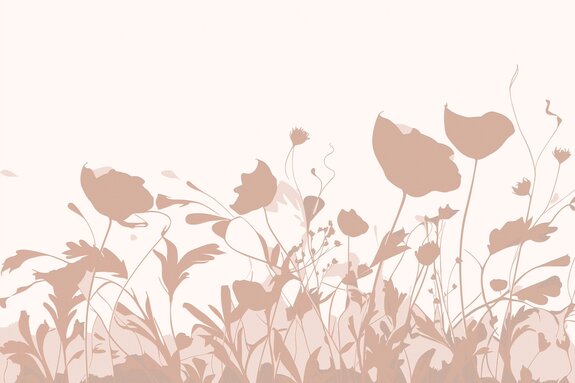 Prairie beige peinte avec des fleurs sauvages