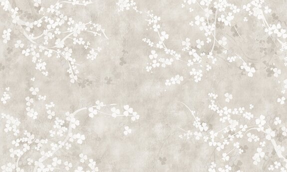 Fleurs blanches avec des branches sur fond beige