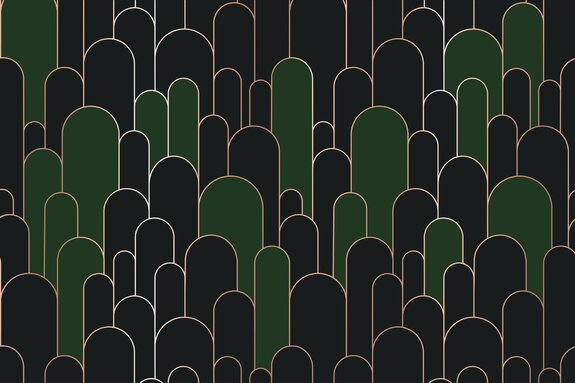 Arches gris-vert avec décoration dorée