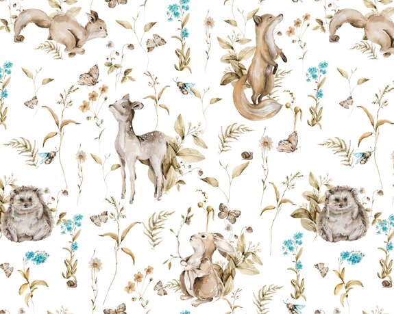 Motif enfantin avec des renards et des chevreuils