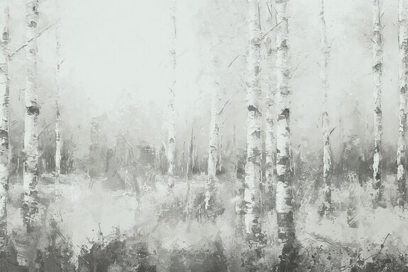 Paysage de forêt de bouleaux à l'aquarelle