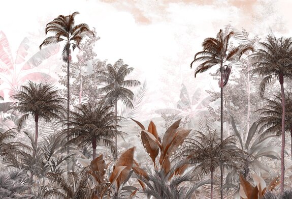 Forêt tropicale brune avec des palmiers