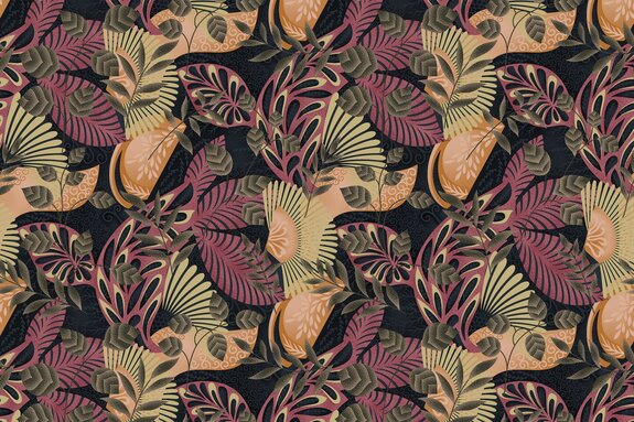 Plantes et feuilles tropicales sur fond sombre