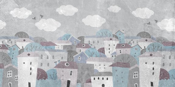 Ville colorée en style aquarelle pour enfants