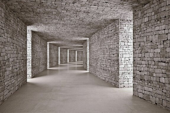 Tunnel en briques dans des tons de gris 3d