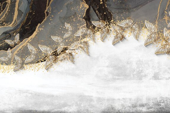 Papillons 3d sur fond texturé style moderne