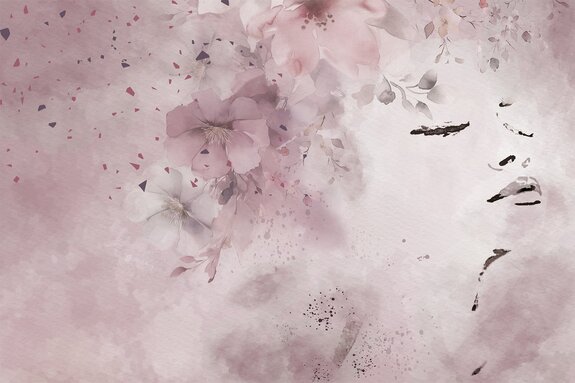 Portrait romantique d'une femme entourée de fleurs en aquarelle dans un rose doux