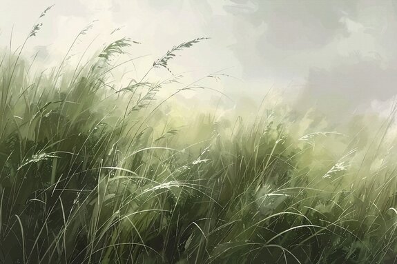 Paysage naturel, champ d’herbe verte, vue paisible de la nature