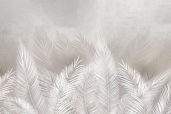 Feuilles de palmier motif botanique sur texture béton