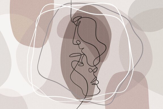 Amour abstrait composition linéaire