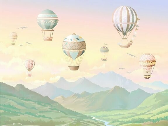 Wallpapers for children, mountains with balloons