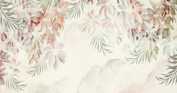 Feuilles tropicales délicates motif en style aquarelle composition botanique