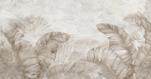 Feuilles de bananier tropicales en style aquarelle sur fond béton