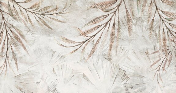 Grandes feuilles tropicales sur béton motif botanique décoratif