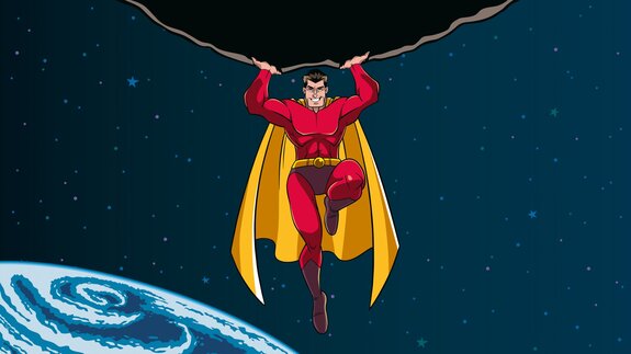 Super-héros dans l'espace motif enfant