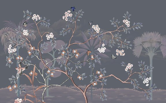 Paysage dans le style chinoiserie avec des arbres