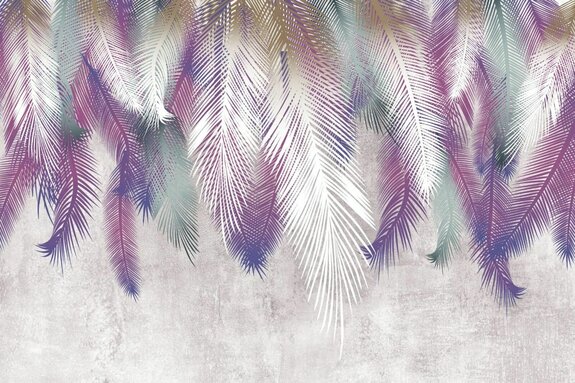 Plumes colorées sur un mur en béton