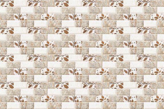 Carreaux beiges avec motif végétal