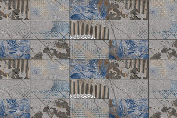 Carreaux foncés avec motif végétal