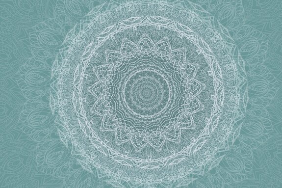 Croquis blanc de mandala dans un décor bleu