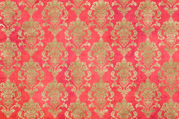 Motif baroque sur fond rouge