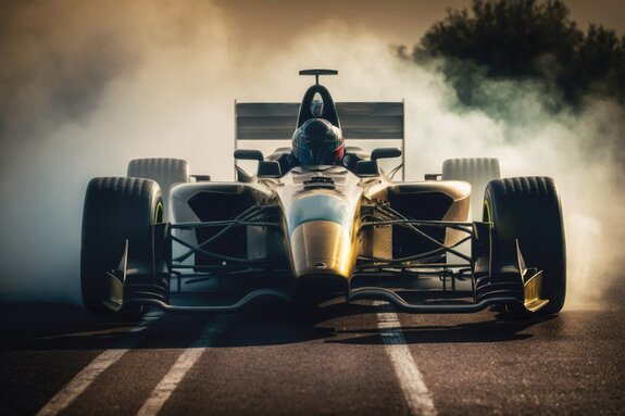 Voiture de course moderne de formule sur la piste