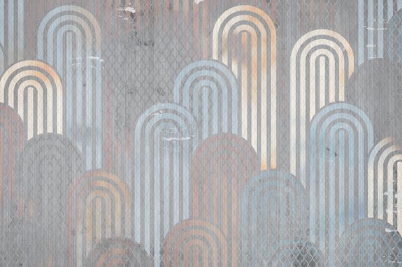 Formes géométriques et arches sur fond texturé motif moderne