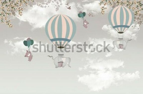 Des éléphants en montgolfière dans le ciel