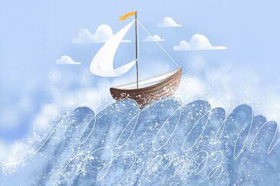 Bateau à voile sur une mer agitée