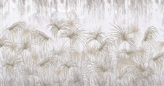 Motif botanique avec des feuilles sur fond en béton