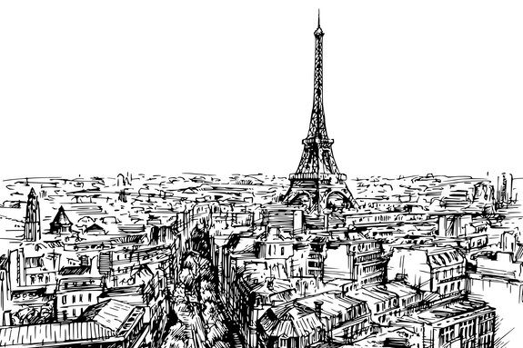 Graphique esquisse d'un symbole de paris dans un style minimaliste