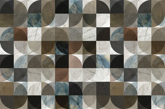 Mosaïque de couleurs naturelles dans la symétrie des formes