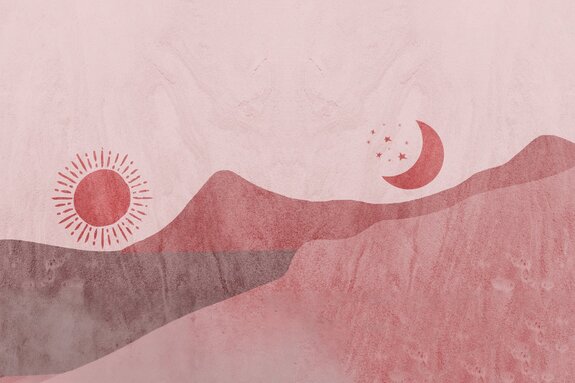 Dessin du désert avec le soleil et la lune