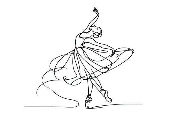 Croquis au trait d'une ballerine dansante