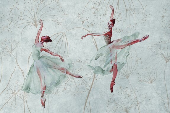 Ballerines dansant en belles robes sur fond de béton