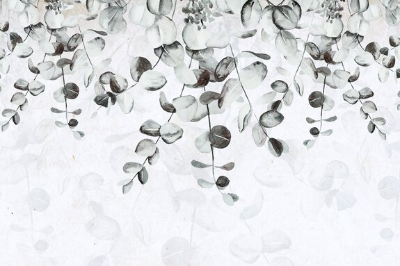 Feuilles grises délicates sur fond clair