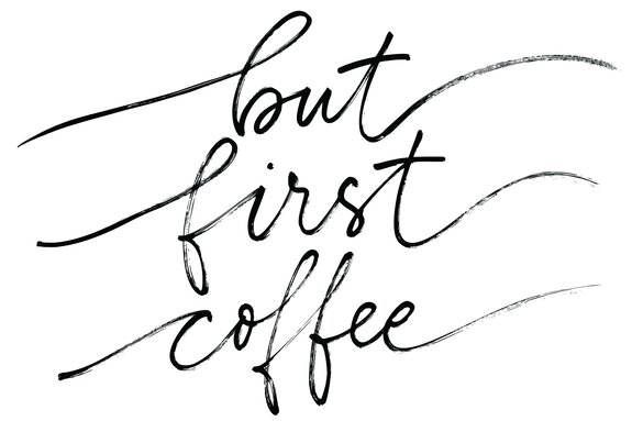 Lettrage noir sur le café sur fond blanc