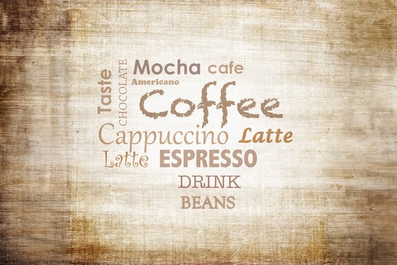 Inscrits des types de café sur bois