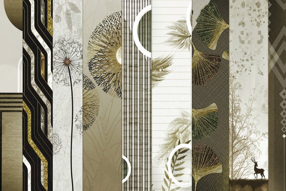 Pissenlits et feuilles sur textures