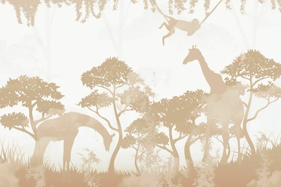 Jungle avec girafes et singes
