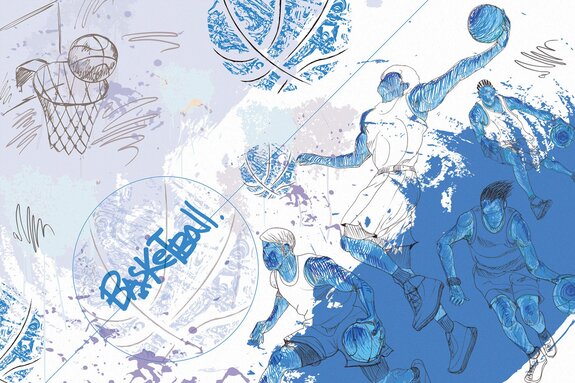 Hommes s'entraînant au basket