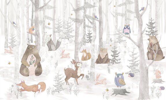 Paysage d'une forêt féérique avec des animaux