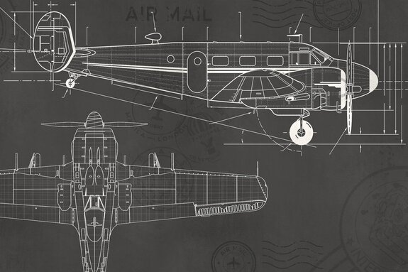 Croquis technique d’avion et dessin de construction
