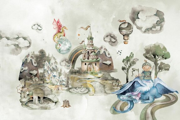Parc d’attractions motif féerique illustration aquarelle