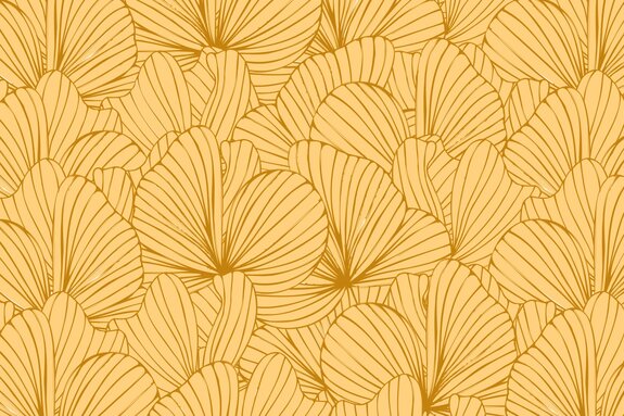 Croquis de feuilles sur fond jaune