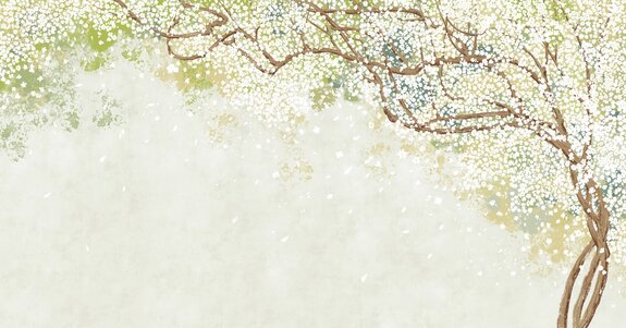 Arbre en fleurs avec des fleurs blanches