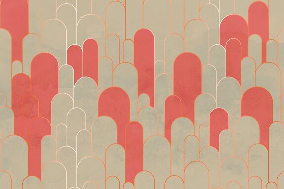 Arches beige et orange avec ornement doré